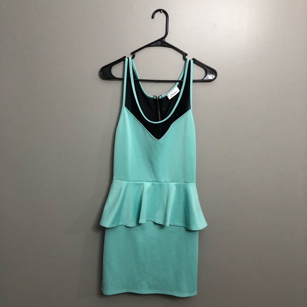 Teal & Black pencil skirt dress
